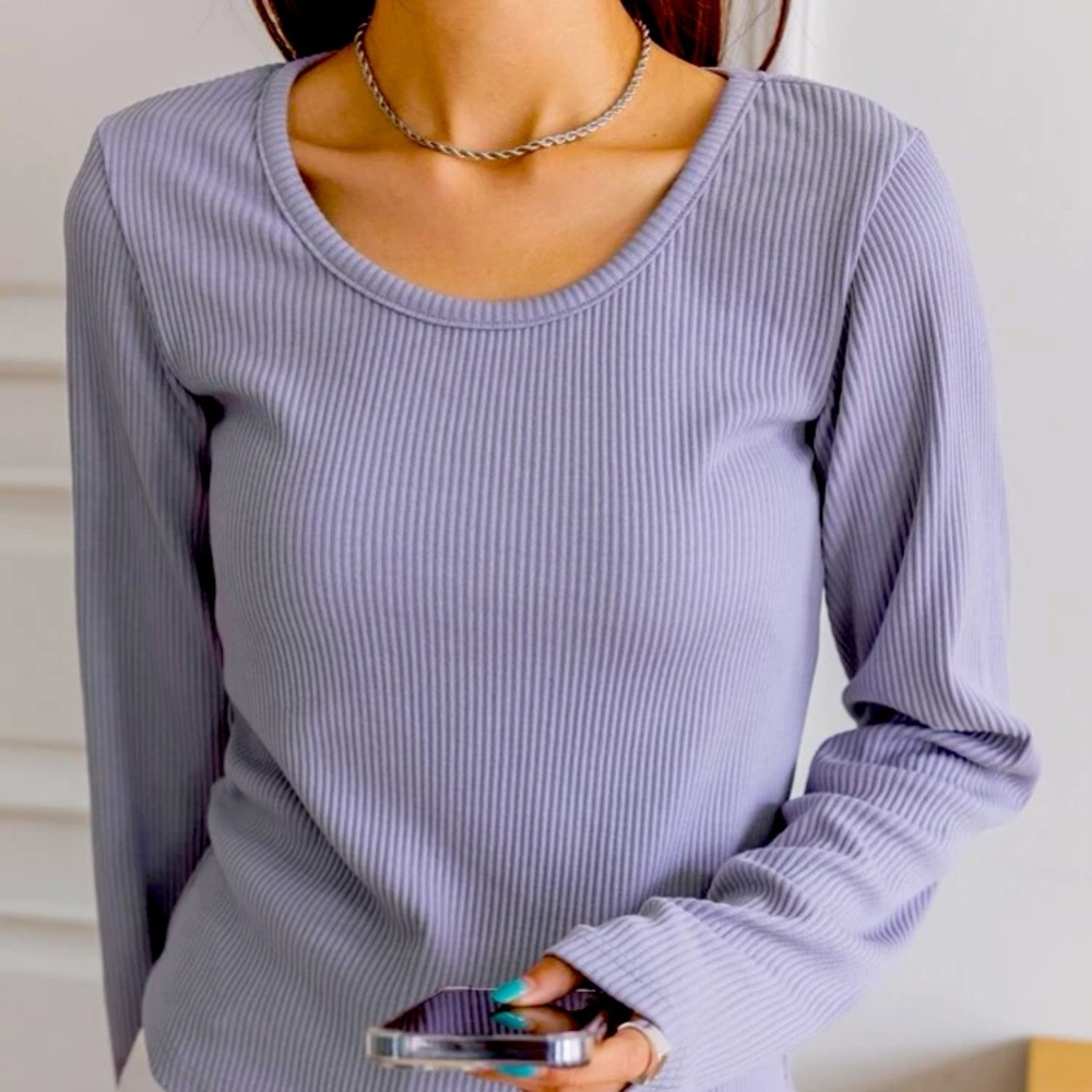 Solid Rib-Knit Tee - Picture 8 of 10